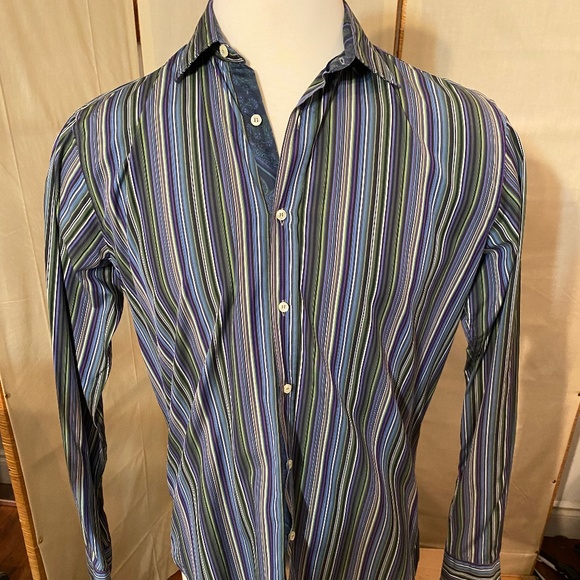 ETRO Mens Striped Button Down Shirt Sz 41 - Picture 1 of 8